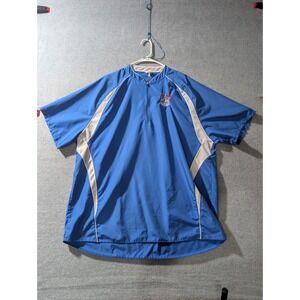 A4 Baseball Cage Jacket Blue 1/4 Zip Dugout Short Sleeve XL Single Stitch VTG